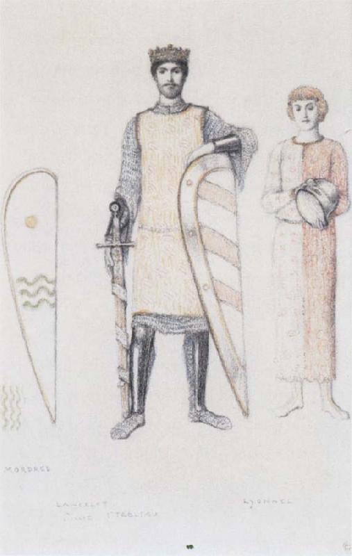 Fernand Khnopff Costume Drawing for Le Roi Arthus Mordred Lancelot and Lyonnel Sweden oil painting art